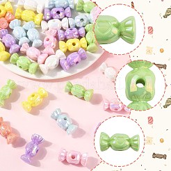 UVメッキ不透明アクリルビーズ40個。  虹色の  心のキャンディー  ミックスカラー  13x29x14mm  穴：3.5mm&nbsp;OACR-FS0002-27