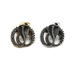 バックパックの服に使える12色の蛇合金ブローチ2個。  アンティークシルバー＆アンティーク金色  24x22mm  6個/カラー&nbsp;JEWB-A033-06