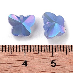 電気メッキガラスビーズ  ABカラーメッキ  蝶  多面カット  ミディアムスレートブルー  8x10x6mm  穴：1mm  100個/セット&nbsp;EGLA-H105-02A-AB05