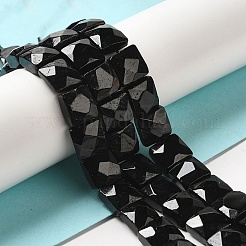 天然石ブラックトルマリンビーズ連売り  多面カット  正方形  9~10.5x10~10.5x6mm  穴：1mm  約18~20個/連  7.09~7.68インチ（18~19.5cm）&nbsp;G-C109-A10-01