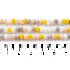 ガラスビーズ連売り  多面カット  ロンデル  きいろ  4x3mm  穴：0.4mm  約123~127個/連  15.75~16.5インチ（40~42cm）&nbsp;EGLA-A034-M4mm-39
