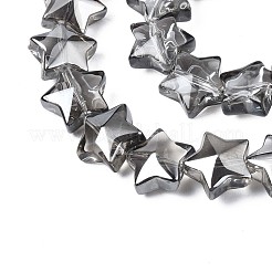 メッキガラスビーズ連売り  パール光沢メッキ  スター  濃いグレー  11.5~12.5x13x7mm  穴：1mm  約55~56個/連  23.62インチ〜25.20インチ（60~64cm）&nbsp;EGLA-S188-18-A01