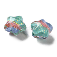 グラデーションカラーの透明な手描きのアクリルビーズ  スター  ディープスカイブルー  19.5x21.5x16mm  穴：2.3mm&nbsp;TACR-P012-01B-08
