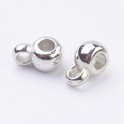 Ccb プラスチック チューブ ベイル  ループベイルベイルビーズ  ロンデル  プラチナ  9x6x4.5mm  穴：1.6mm&nbsp;PCCBH-8574Y