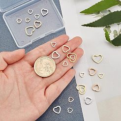 ジュエリー作りのための24個6スタイルの304ステンレス鋼リンキングリング  手動研磨  ハート  ミックスカラー  7~10x7~10x1~2mm  内径：4.5~8x4~11mm  4個/スタイル&nbsp;STAS-UN0031-81