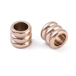 イオンプレーティング（IP）304ステンレスビーズ  溝付き柱  ローズゴールド  4.5x5mm  穴：3mm&nbsp;STAS-WH0055-05RG