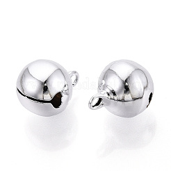 PVD真空メッキ真鍮ベルチャームペンダント  長持ちメッキ  プラチナ  16x12mm  穴：2mm&nbsp;X-KKB-R002-12mm-08