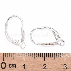 スターリングシルバーレバーバックフープピアスファインディング  カン付き  銀  17x10x3.5mm  穴：1mm  ピン：1.5mm&nbsp;X-STER-A002-236