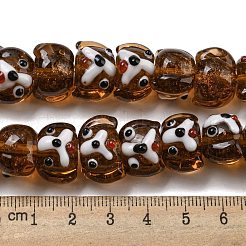 手作りランプワークビーズ連売り  犬  キャメル  11~12x15~17x14~15.5mm  穴：1.6~1.8mm  約35個/連  17.32インチ（44cm）&nbsp;LAMP-L079-03
