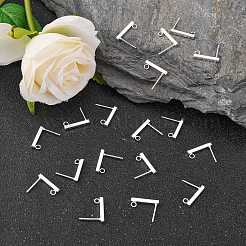304ステンレススチールスタッドピアス金具  長方形  銀  15x2mm  穴：1.8mm  ピン：0.7mm&nbsp;LS-STAS-G224-21S-02