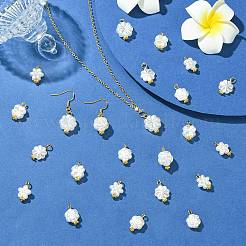 70個 7スタイル アクリル模造真珠ペンダント  花  鉄パーツ  ゴールドカラー  18~20mm&nbsp;PALLOY-CJ00172