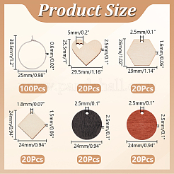 DIYイヤリング作成キット  真鍮のフープピアス金具や木製ペンダントを含む  フローラルホワイト  30.5x25mm&nbsp;DIY-WR0004-81