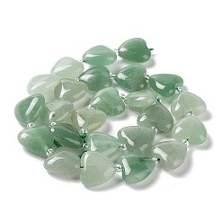 天然石グリーンアベンチュリンビーズ連売り  シードビーズで  ハート  14~15x15x6~6.5mm  穴：1.4mm  約23~24個/連  14.57''（37センチメートル）&nbsp;G-E614-A15-01