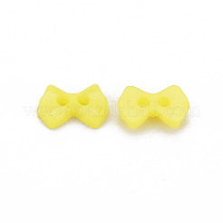 2つ穴プラスチックボタン  蝶結び  きいろ  6x9x2mm  穴：1.5mm&nbsp;BUTT-N018-028-09