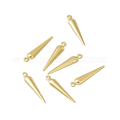 ラックメッキ真鍮チャーム  カドミウムフリー＆鉛フリー  コーンチャーム  24KGP本金メッキ  15x3x1mm  穴：1mm&nbsp;KK-A172-01G