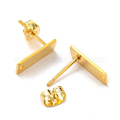 201 ステンレス スタッド イヤリング  304ステンレスピン付き  長方形  24KGP本金メッキ  13x5mm  穴：1mm  ピン：0.8mm&nbsp;STAS-B045-17G