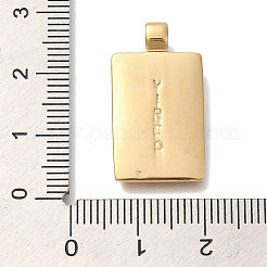 PVD真空メッキ304ステンレスペンダント  星座チャーム付き長方形  18KGP本金メッキ  乙女座  25x14x4mm  穴：2mm&nbsp;STAS-S148-31F-G