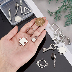 DIYジュエリー作りのパーツキット  合金リンクリングとペンダントを含む  304ステンレスペンダント  プラチナ＆ステンレス鋼色  17.5x14.5x0.7mm  穴：1.6mm&nbsp;DIY-PH0028-60