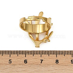 304ステンレススチールカフリング  サンゴ  プラスチックパール付き  ゴールドカラー  内径：18.2mm&nbsp;RJEW-D327-01G