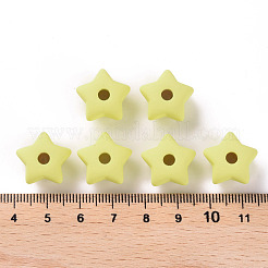アクリルビーズ  ラバー加工スタイル  片穴  スター  きいろ  16x17x11mm  穴：3.5mm&nbsp;OACR-S039-01-85
