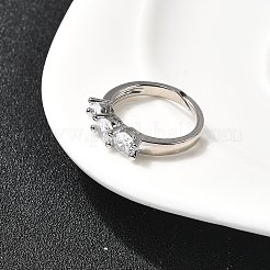 真鍮製マイクロパヴェキュービックジルコニア指輪指輪  ラックめっき  長持ちメッキ  カドミウムフリー＆鉛フリー  プラチナ  5mm  usサイズ7 1/4(17.5mm)&nbsp;RJEW-P166-08B-P