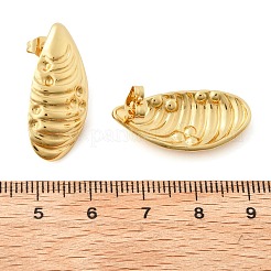 女性用304ステンレススチールスタッドピアス  イオンプレーティング（ip）  オーバル  18KGP本金メッキ  27x13mm&nbsp;EJEW-U052-05G