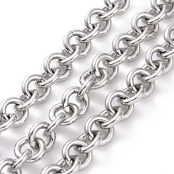 変色しにくい304ステンレススチールのローロチェーン  スプールで  ジュエリー作りのための  溶接されていない  ステンレス鋼色  8.5x2mm  約16.4フィート（5m）/ロール&nbsp;CHS-H013-07P