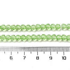 透明ガラスビーズ  ファセット（32ファセット）  ラウンド  ライム  4mm  穴：0.7mm  約87~93個/連  32~33cm&nbsp;LS-EGLA-A035-T4mm-D09
