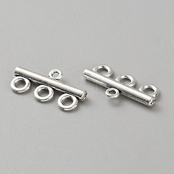 100 個のチベットスタイル合金シャンデリアコンポーネントリンク  カン付き  長方形  アンティークシルバー  11x21.5x3mm  穴：1.6mmと2.5mm&nbsp;FIND-WH0431-31C