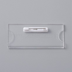 透明なアクリルの長方形のIDカードの袖のブローチの発見  ブローチベースのセッティング  透明  31x70x5mm&nbsp;FIND-WH0108-54