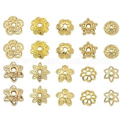 100 個 10 スタイル真鍮ビーズキャップ  花  ゴールドカラー  6~9x1.5~4mm  穴：0.9~1.4mm  10個/スタイル&nbsp;KK-CJ0002-08