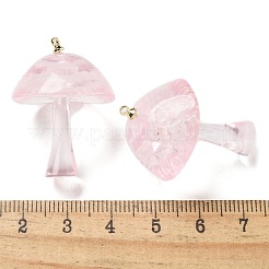 光るエポキシ樹脂のキノコペンダント  暗闇で光る  真鍮のパーツと  ピンク  34x24mm  穴：1.4mm&nbsp;RESI-C054-01D