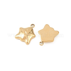 304ステンレススチールチャーム  笑顔の星チャーム  イオンプレーティング（ip）  18KGP本金メッキ  12.5x10x2.5mm  穴：1.6mm&nbsp;STAS-D390-32G