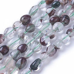 天然緑ロドライトクォーツ/ガーデンクォーツビーズ連売り  タンブルストーン  ナゲット  7~11x7~8mm  穴：1mm  約47~48個/連  15.94インチ（40.5cm）&nbsp;G-P433-08
