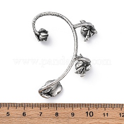 316サージカルステンレススチールカフイヤリング  花  右  アンティークシルバー  55x36x16mm&nbsp;EJEW-E300-25AS-02