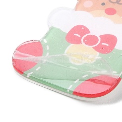 クリスマステーマのアクリルバッジ  鉄ピンブローチ  クリスマスソックス  38.5x30.5x2mm&nbsp;JEWB-B010-05