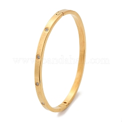 女性用304ステンレススチールラインストーンバングル  イオンプレーティング（ip）  18KGP本金メッキ  内径：2x2-3/8インチ（5.1x60cm）&nbsp;BJEW-Z092-05G