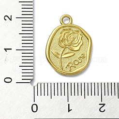 イオンプレーティング（IP）304ステンレスペンダント  バラのチャーム付きフラットラウンド  18KGP本金メッキ  18.5x14x2mm  穴：2mm&nbsp;STAS-B058-30B