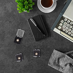 バッジの保管と展示用のプラスチック製プレゼンテーションボックス  泡付き  ブラック  30.5x38x21.5mm  内径：28x28x9mm&nbsp;AJEW-WH0502-09