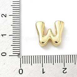 真鍮ビーズ  長持ちメッキ  ラックめっき  鉛フリー＆カドミウムフリー  18KGP本金メッキ  文字W  11.5x13.5x4.5mm  穴：3x2mm&nbsp;KK-H537-01W-G