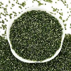 ベーキングペイント 銀線ガラスシードビーズ  シリンダー  オリーブドラブ  1.6x1.3mm  穴：0.8mm  約60000個/ポンド&nbsp;SEED-H003-09D