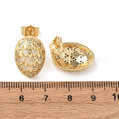 真鍮マイクロパヴェキュービックジルコニアエッグスタッドピアス  16KGP本金メッキ  透明  18x13mm&nbsp;EJEW-B153-12G