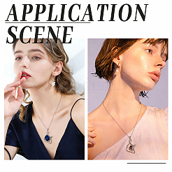 DIYネックレス作りキット  スターリングシルバーのペンダントカボションセッティングとスターリングシルバーのアズキチェーンネックレス925本を含む  プラチナ  406mm&nbsp;DIY-DR0007-77