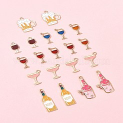 20個8スタイルの合金エナメルペンダントセット  ビールテーマチャーム  ミックスカラー  17~34.5x8~20x1~2.5mm  穴：1~2mm&nbsp;ENAM-FS0002-46