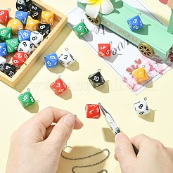 30個6色アクリルパーツ  プラチナアイアンループ付き  [10]面  サイコロ  ミックスカラー  25x21.5x21.5mm  穴：2mm  5個/カラー&nbsp;OACR-CJ0002-47