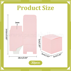 正方形のクラフト紙ネックレスイヤリング収納ギフトボックス  ギフト包装ケース  ピンク  5x5x5cm&nbsp;CON-WH0095-90B-01