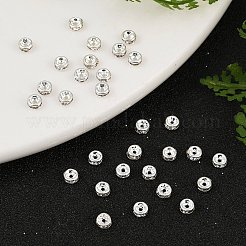 ラックメッキロンデル真鍮グレードAクリスタルラインストーンスペーサービーズ  銀色のメッキ  3x1.8mm  穴：0.5mm&nbsp;X-RB-D300-S