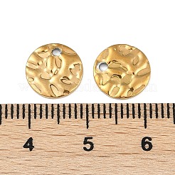 イオンプレーティング（IP）304ステンレススチールテクスチャディスクチャーム  18KGP本金メッキ  10x1.5mm  穴：1.4mm&nbsp;STAS-Q336-11B-G