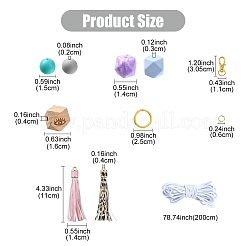 DIYタッセル&シリコンビーズキーホルダー作成キット  ミックスカラー  15mm  穴：2mm&nbsp;DIY-YW0008-57