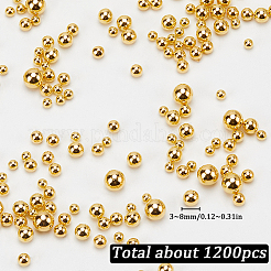 プラスチックビーズ6セット  穴がない  ラウンド  ゴールド  3~7.8mm  約200個/セット&nbsp;FIND-SC0012-15